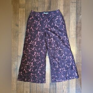 Anthropologie Purple and Pink Lace Wide Leg Pants